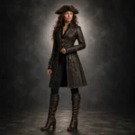 Womens Brown Pirate Coat, Leather Corset Jacket, Steampunk Buccaneer Costume, Renaissance Fair