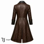 Men Brown Leather Pirate Coat, Steampunk Pirate Captain Jacket, Victorian Frock Coat, Gothic Cosplay Long Coat, Leather Pirate Costume 2 (1)
