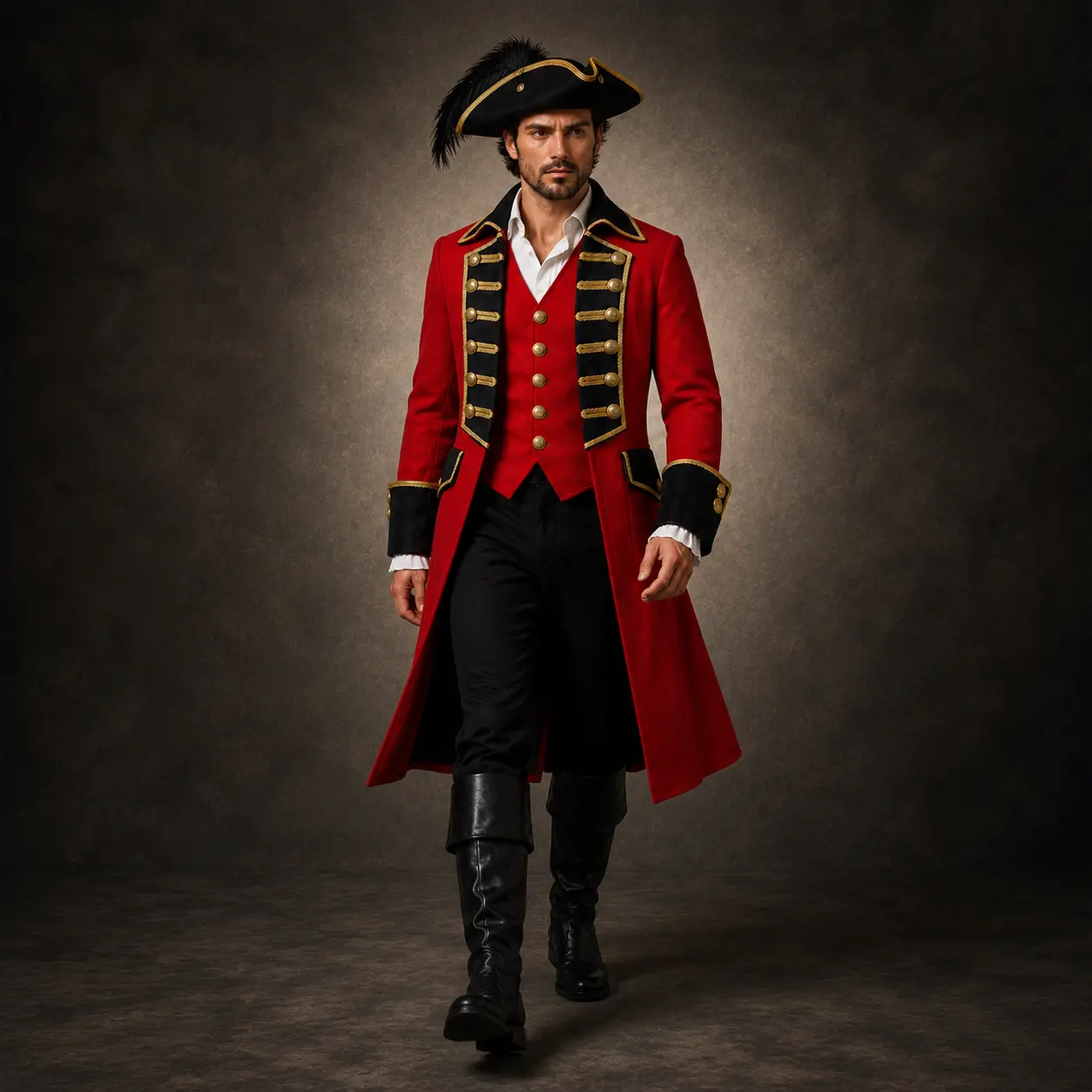 Men Red Military Pirate Coat, Captain Costume Jacket, Ringmaster Outfit, Cosplay Tailcoat Men Red Military Pirate Coat, Captain Costume Jacket, Ringmaster Outfit, Cosplay Tailcoat