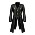 Men's Black Leather Pirate Coat