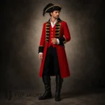 Men's Red Captain Coat, Pirate Costume Jacket, Victorian Ringmaster Outfit, Renaissance Fair