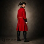 Men's Red Pirate Captain Coat, Ringmaster Tailcoat Jacket, Historical Costume Outfit