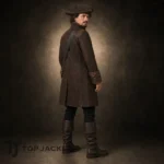 Men Brown Pirate Trench Coat, Captain Costume Jacket, Medieval Steampunk Outfit, Renaissance Fair Coat
