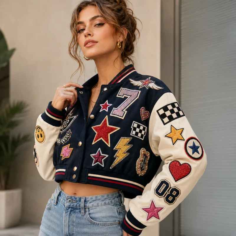 Women's cropped varsity jacket