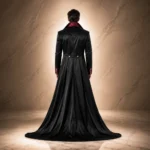Black Gothic Cape Suit, Vampire Wedding Outfit, Victorian Groom Tuxedo, Long Train Formal Costume