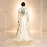 Ivory Groom Tuxedo with Cape, Emerald Green Wedding Suit, Satin Tailcoat Suit, Luxury Men Formalwear