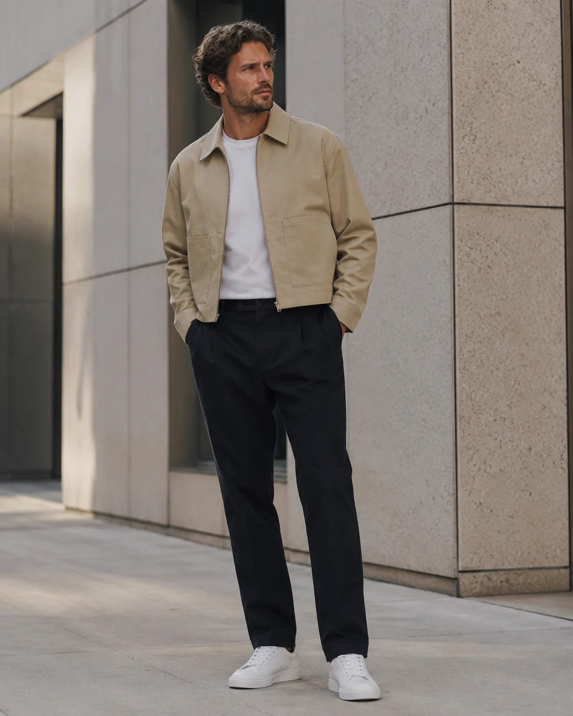 Mens Beige Cropped Jacket