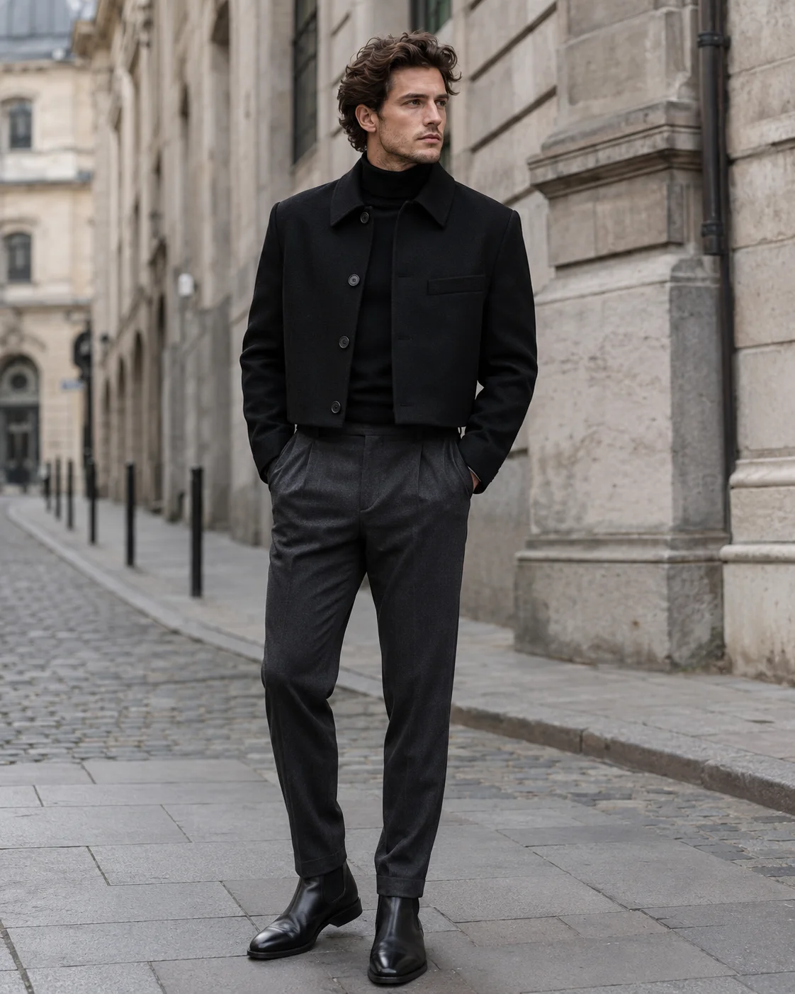 Mens Black Cropped Jacket