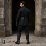 Black Medieval Gambeson Costume, Men’s Quilted Padded Armor, LARP Knight Outfit, Renaissance Faire Warrior Clothing