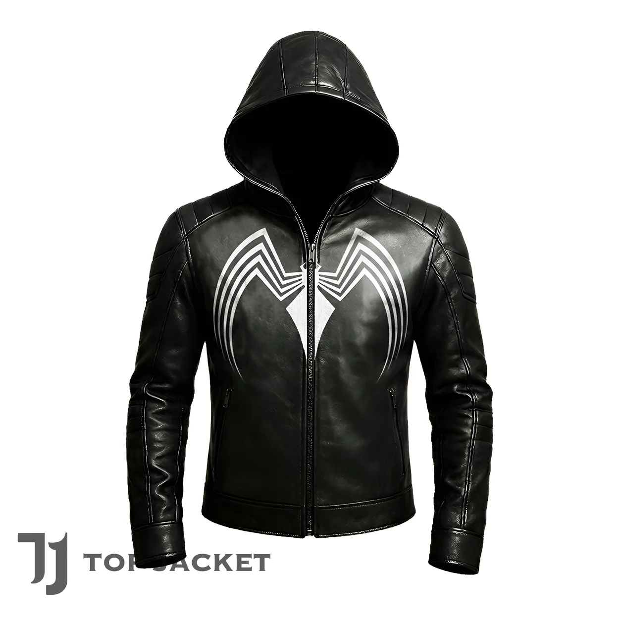 Black Symbiote Leather Hoodie, Venom Inspired Cosplay Jacket, Men’s Genuine Leather Biker Coat, Superhero Costume Black Symbiote Leather Hoodie, Venom Inspired Cosplay Jacket, Men’s Genuine Leather Biker Coat, Superhero Costume