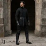 Medieval Knight Gambeson for Men, Black Padded Armor Jacket, LARP Warrior Costume, Ren Faire Reenactment Outfit
