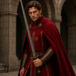 Men Crusader Knight Costume, Red Medieval Cape Tunic, Templar Warrior LARP Outfit