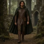 Men Medieval Archer Outfit, Green Cloak Costume, Renaissance Faire LARP Clothing