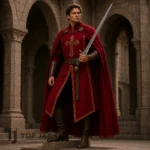 Men Red Medieval Knight Costume, Crusader Cape Outfit, Renaissance Faire LARP Cosplay