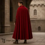 Men Renaissance Knight Costume, Red Cross Tunic Cape, Medieval Warrior Cosplay Suit