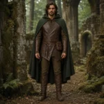 Men Woodland Archer Costume, Medieval Ranger Outfit, Green Cloak Fantasy Cosplay