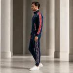 Men’s American Flag Tracksuit, Navy Stars Stripes Jacket Pants Set, Patriotic Sportswear Outfit