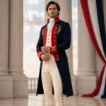 Men’s American Revolution Costume, Colonial Gentleman Outfit, Navy Red Frock Coat, Patriotic Suit