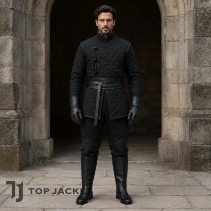 Men’s Black Gambeson Armor, Medieval Quilted Tunic, Viking Knight Costume, LARP and Renaissance Fair ClothingMen’s Black Gambeson Armor, Medieval Quilted Tunic, Viking Knight Costume, LARP and Renaissance Fair Clothing