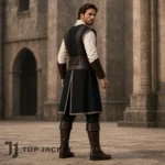 Mens Crusader Knight Costume, Medieval Templar Outfit, Leather Armor LARP Cosplay Suit