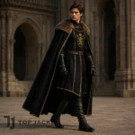 Mens Gothic King Costume, Medieval Royal Cape Outfit, Black Knight Cosplay LARP Suit