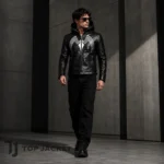 Men’s Gothic Leather Hoodie, Black Spider Motorcycle Jacket, Superhero Inspired Cosplay Coat