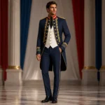 Men’s Luxury Parade Uniform, Navy Gold Embroidered Tailcoat, Patriotic Formal Officer OutfitMen’s Luxury Parade Uniform, Navy Gold Embroidered Tailcoat, Patriotic Formal Officer Outfit