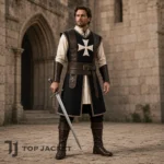 Mens Medieval Crusader Costume, Knight Templar Outfit, Renaissance Faire Cosplay Armor Suit