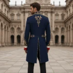 Men’s Navy Commander Coat, Gold Embroidery Military Tailcoat, Regal Formal Costume JacketMen’s Navy Commander Coat, Gold Embroidery Military Tailcoat, Regal Formal Costume Jacket