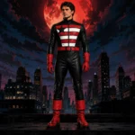 Men’s Patriotic Leather Jumpsuit, Comic Hero Costume, Red White Black Cosplay Outfit