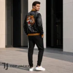 Mens Tiger Bomber Jacket, Black Satin Sukajan Jacket, Tiger Graphic Jacket, Varsity Streetwear Jacket