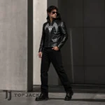 Venom Leather Jacket Hoodie, Men’s Black Symbiote Cosplay Jacket, Genuine Leather Superhero Costume, Hooded Biker Jacket
