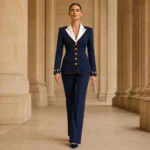 Women’s 4th of July Suit, Patriotic Navy Blazer Outfit, American Parade Costume, Military Style Set