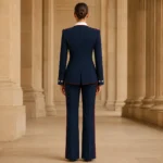 Women’s American Flag Inspired Suit, Navy Parade Blazer and Pants, Patriotic Military Costume Outfit