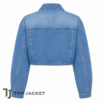 Anne Hathaway Inspired Cropped Denim Jacket, Womens Blue Jean Jacket, Button Front Trucker Jacket, Celebrity Street Style