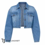 Anne Hathaway Inspired Denim Jacket, Womens Cropped Jean Jacket, Blue Trucker Jacket, Y2K Retro Style Casual Outerwear