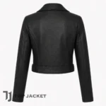 Black Cropped Leather Biker Jacket, Women Moto Motorcycle Coat, Demi Moore Inspired Fashion Outerwear
