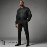 Black Cropped MA-1 Bomber Jacket Men, Short Flight Jacket, Nylon Military Aviator Coat, Modern Y2K Streetwear Outerwear