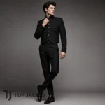 Black Hussar Cropped Jacket Men, Military Parade Coat, Braided Front Costume Jacket, Gothic Formal Wear