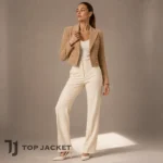 Carly Shay Inspired Beige Crop Blazer, Women Faux Suede Jacket, Chic Short Double Breasted Coat