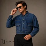 Men's Crop Denim Trucker Jacket: Retro Oversized Jean Streetwear - Image 2