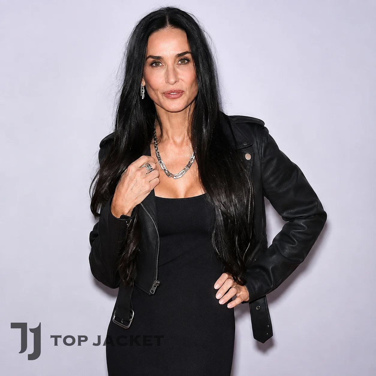 Demi Moore Inspired Cropped Black Moto Jacket, Women Leather Motorcycle Jacket, Celebrity Style Outerwear Demi Moore Inspired Cropped Black Moto Jacket, Women Leather Motorcycle Jacket, Celebrity Style Outerwear