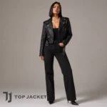 Emily Ratajkowski Inspired Cropped Black Moto Jacket, Women Leather Biker Jacket, Celebrity Style Coat