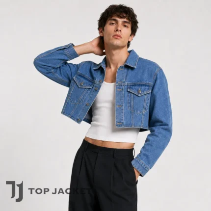 Hoshi Inspired Men’s Crop Denim Jacket, Blue Jean Trucker Jacket, Kpop Concert Outfit, Celebrity Style Korean Streetwear