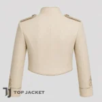 Ivory Cropped Military Parade Jacket for Men, Gold Braid Band Leader Coat, Royal Officer Jacket, Gothic Stage Costume