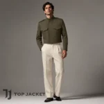 Mens Army Green Cropped Jacket, Military Officer Style Coat, Short Utility Jacket, Statement Festival Fashion