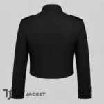 Mens Black Braided Jacket, Cropped Hussar Military Coat, Band Collar Parade Jacket, Gothic Costume