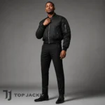 Mens Black Nylon Cropped Jacket, Classic MA1 Bomber Jacket, Military Flight Coat, Y2K Streetwear Jacket, Lightweight Zip Up