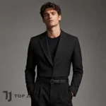 Men’s Black Short Blazer, Cropped Tailored Suit Jacket, Modern Formalwear, Avant Garde Wedding Prom Party Coat