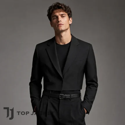 Men’s Black Short Blazer, Cropped Tailored Suit Jacket, Modern Formalwear, Avant Garde Wedding Prom Party Coat